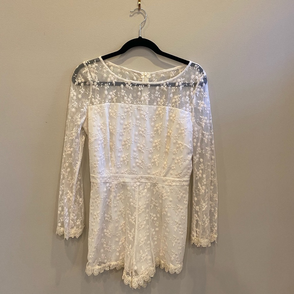 Off-White Lace Floral Romper